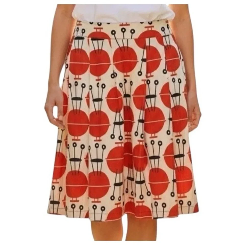 Beebop & Wally Unique Grill BBQ Print Retro Chic Art A-Line Skirt Size Small